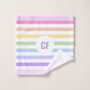 Monogramme en Blanc Cirque Pastel Arc-en-ciel rayu