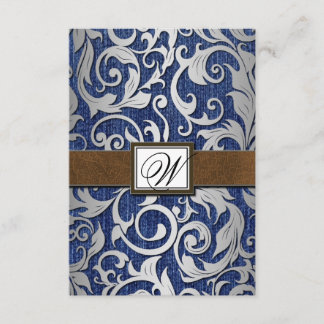 Monogramme en cuir Denim Occidental Mariage Cartes