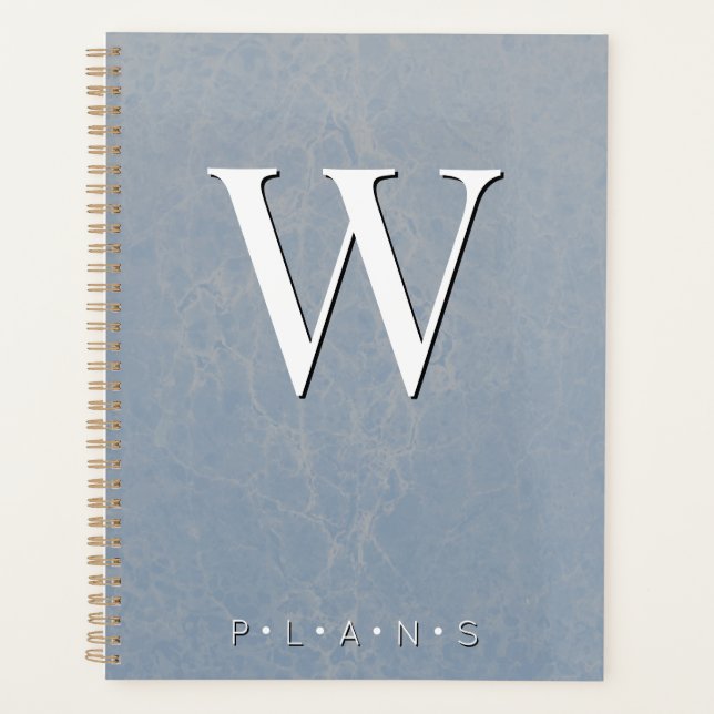 Monogramme en marbre moderne bleu foncé (Devant)