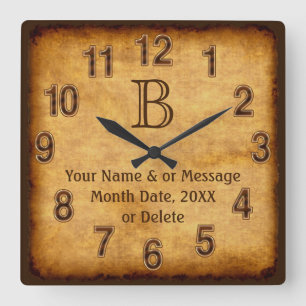 Monogramme en papier antique, horloge murale perso