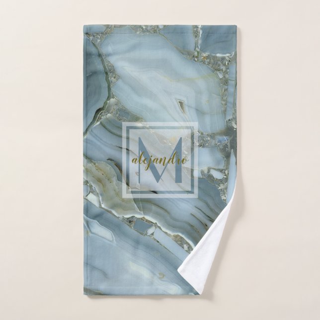 Monogramme en pierre naturel de marbre bleu (Serviette à main)