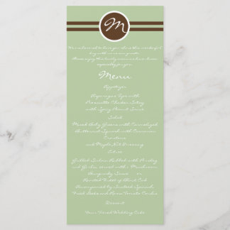Monogramme en Sage Vert Brown Menu Mariage