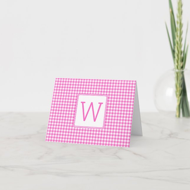 Monogramme En vichy plaid rose et blanc (Devant)