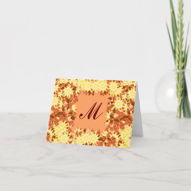 Monogramme encadré de fleurs - cacao et jaune (Devant)
