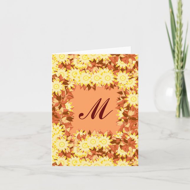 Monogramme encadré de fleurs - cacao et jaune (Devant)