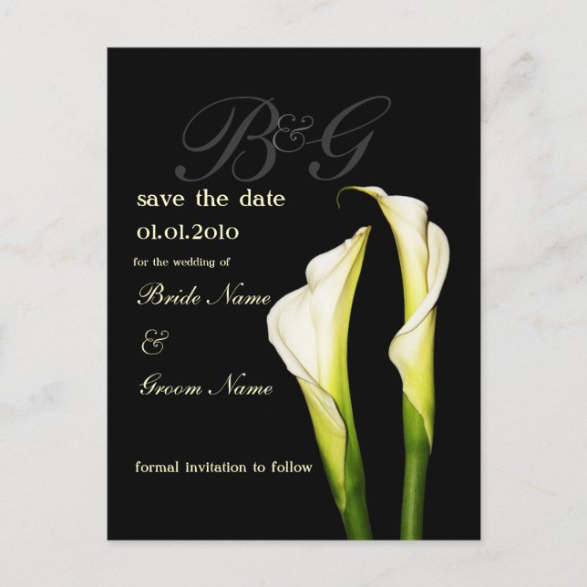 Monogramme Enregistrer la date, calla lily cartes  (Devant)