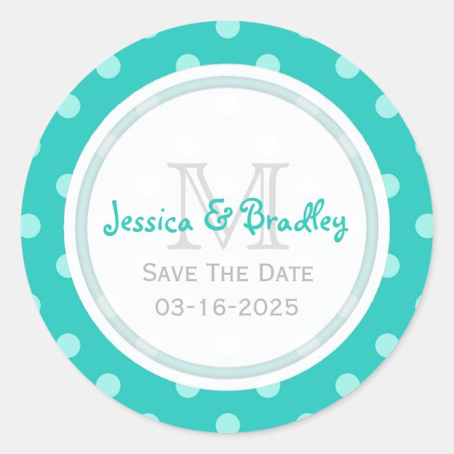 Monogramme Enregistrer Les Stickers Date PolkaDot  (Devant)