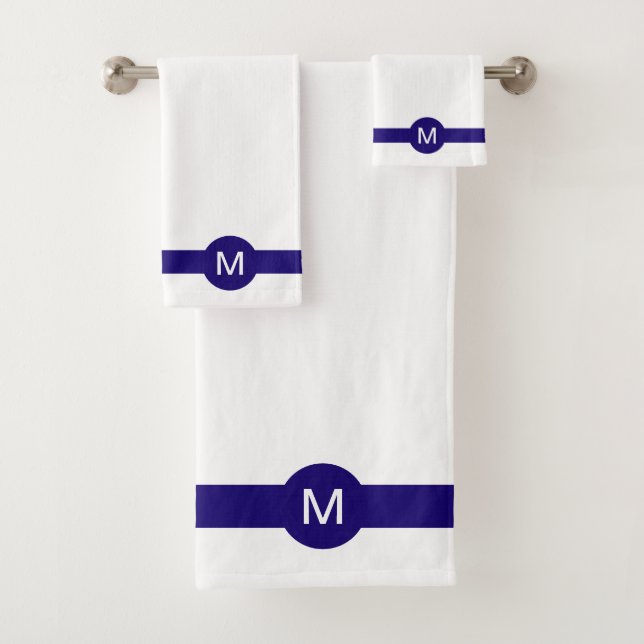 Monogramme et bande bleue sur blanc (En situation)