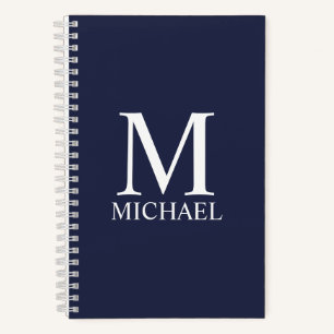 Monogramme et Carnet de nom personnalisés bleu mar