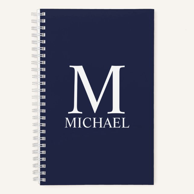 Monogramme et Carnet de nom personnalisés bleu mar (Recto)