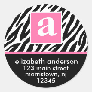 Monogramme et Étiquettes de adresse zèbres