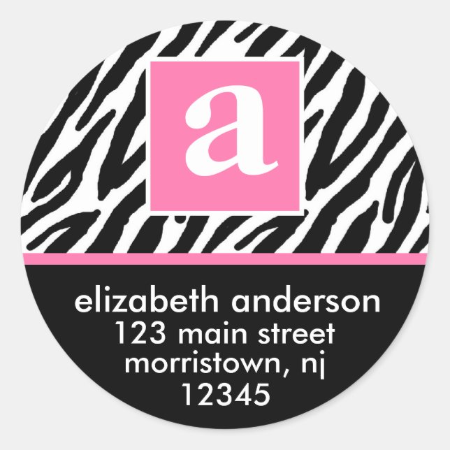 Monogramme et Étiquettes de adresse zèbres (Devant)