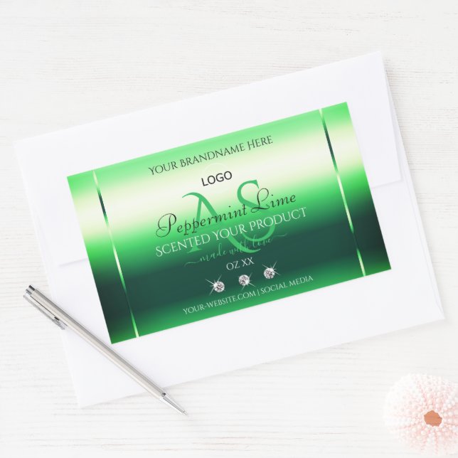 Monogramme et logo Étiquettes de produits verts (Enveloppe)