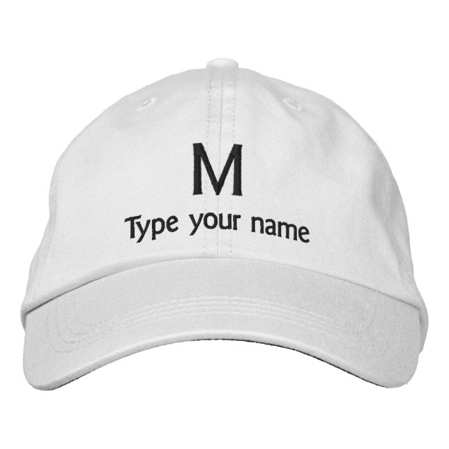 Monogramme et nom brodés sur le Casquette blanc (Devant)