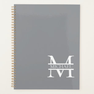 Monogramme et nom de gris élégant personnalisé