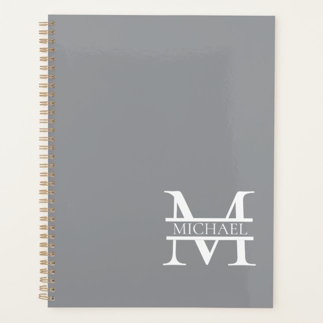 Monogramme et nom de gris élégant personnalisé (Devant)