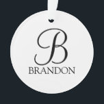 Monogramme et nom de script personnalisé<br><div class="desc">Monogramme personnalisé et Nom Giftfeatures monogramme personnalisé en noir classique style de police de script et nom en noir classique serif style de police sur arrière - plan blanc.

Idéal pour des vacances,  des réunions de famille et des occasions spéciales.</div>