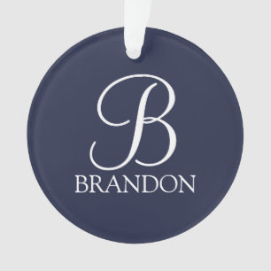 Monogramme et nom de script personnalisé bleu mari