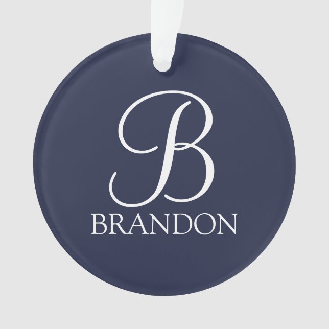 Monogramme et nom de script personnalisé bleu mari (devant)