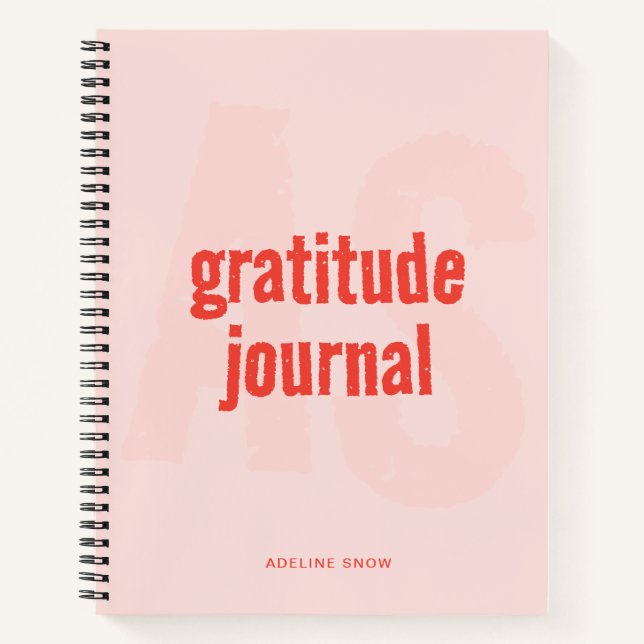 Monogramme et nom Gratitude Journal (rose pâle) (Devant)