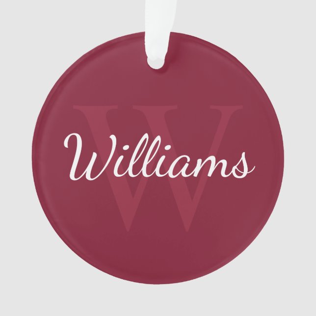 Monogramme et nom personnalisé Bourgogne rouge (devant)