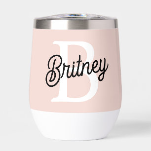 Monogramme et nom personnalisé moderne Pastel Pink