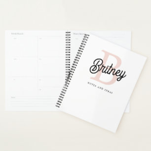 Monogramme et nom personnalisé moderne Pastel Pink