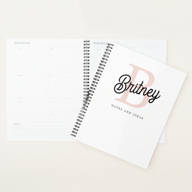 Monogramme et nom personnalisé moderne Pastel Pink (Devant avec enveloppe)