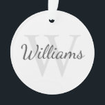 Monogramme et nom personnalisés<br><div class="desc">Monogramme personnalisé et cadeau de nom caractéristiques personnalisées nom dans le style de police de script gris et monogramme dans le style de police de serif gris clair comme arrière - plan,  sur arrière - plan blanc. Idéal pour des vacances,  des réunions de famille et des occasions spéciales.</div>