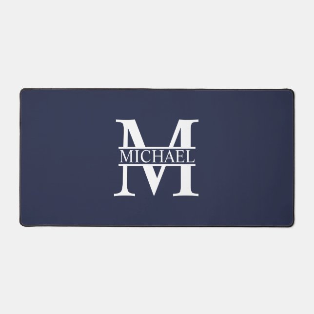 Monogramme et nom personnalisés bleu marine (Recto)
