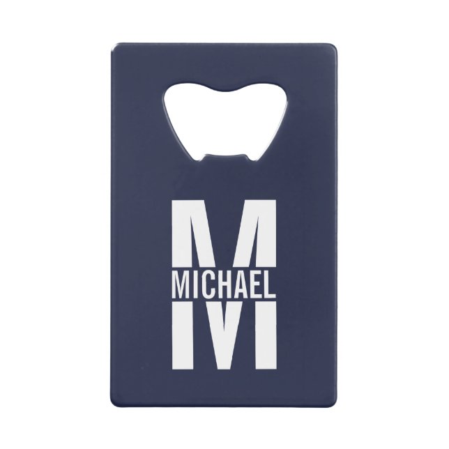 Monogramme et nom personnalisés bleu marine (Devant)
