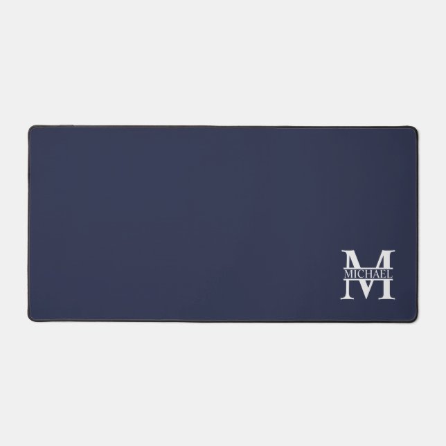 Monogramme et nom personnalisés bleu marine (Recto)