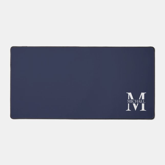 Monogramme et nom personnalisés bleu marine (Recto)