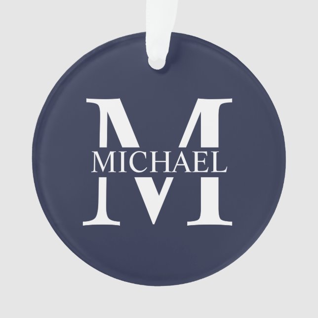 Monogramme et nom personnalisés bleu marine (devant)