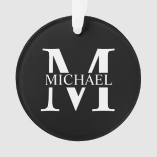 Monogramme et nom personnalisés en noir
