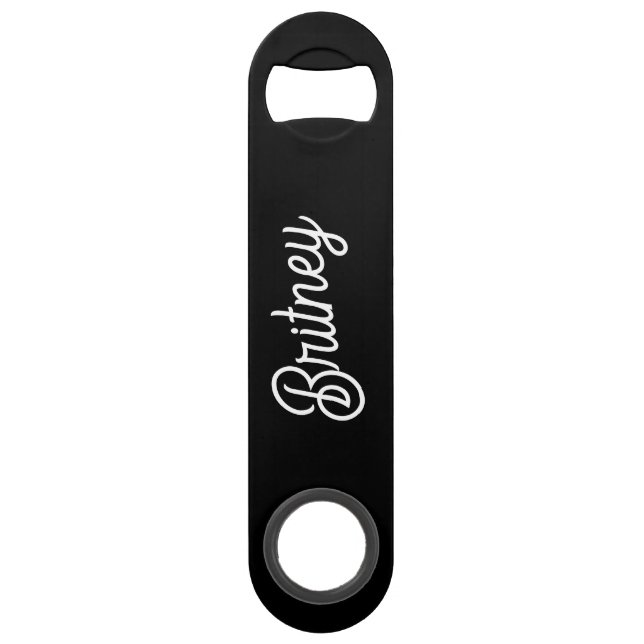 Monogramme et nom personnalisés en noir moderne (Devant)