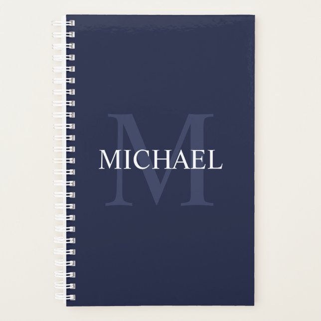 Monogramme et nom personnalisés Marine Blue (Devant)