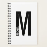 Monogramme et nom personnalisés modernes<br><div class="desc">Design Monogram moderne avec lettre monogramme personnalisée "M" et nom dans le style de police sans serif moderne en gras.</div>