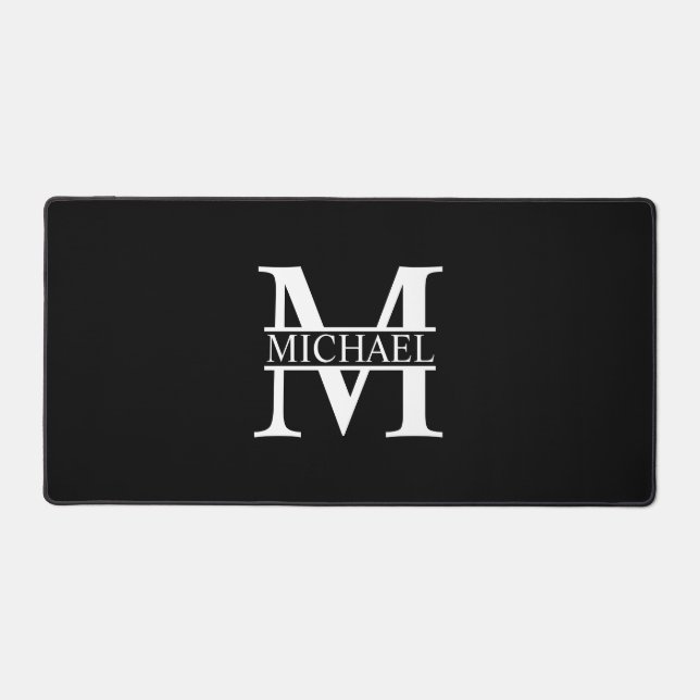 Monogramme et nom personnalisés noir et blanc (Recto)