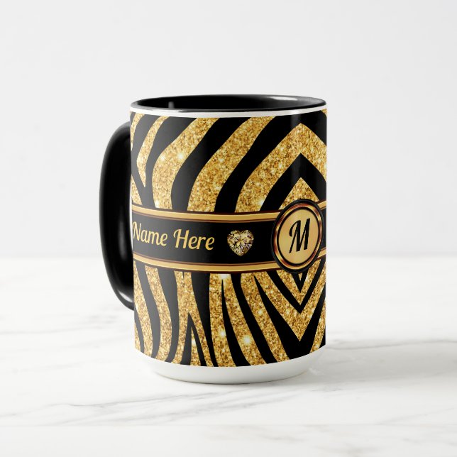 Monogramme et personnalisation, Zebra Print Mugs (Devant gauche)