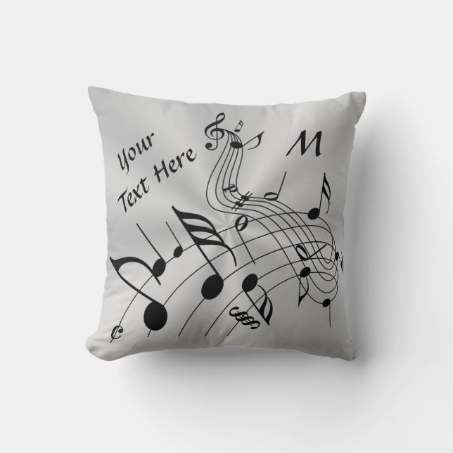 Monogramme et texte Notes musicales Coussin (Recto)