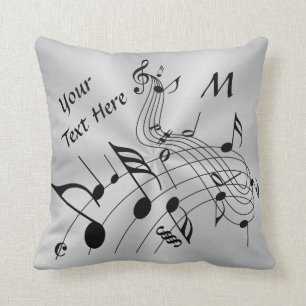 Monogramme et texte Notes musicales Coussin