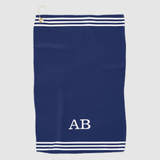 Monogramme et trois bandes sur serviette de golf b