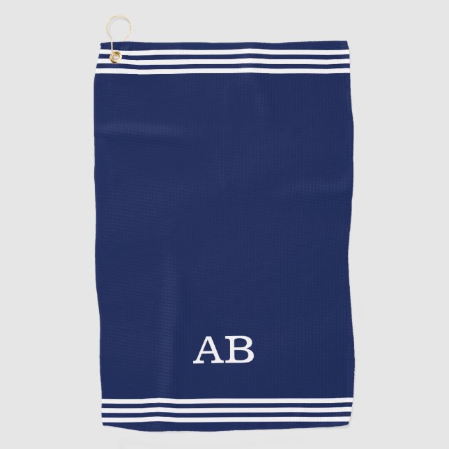 Monogramme et trois bandes sur serviette de golf b (Devant)