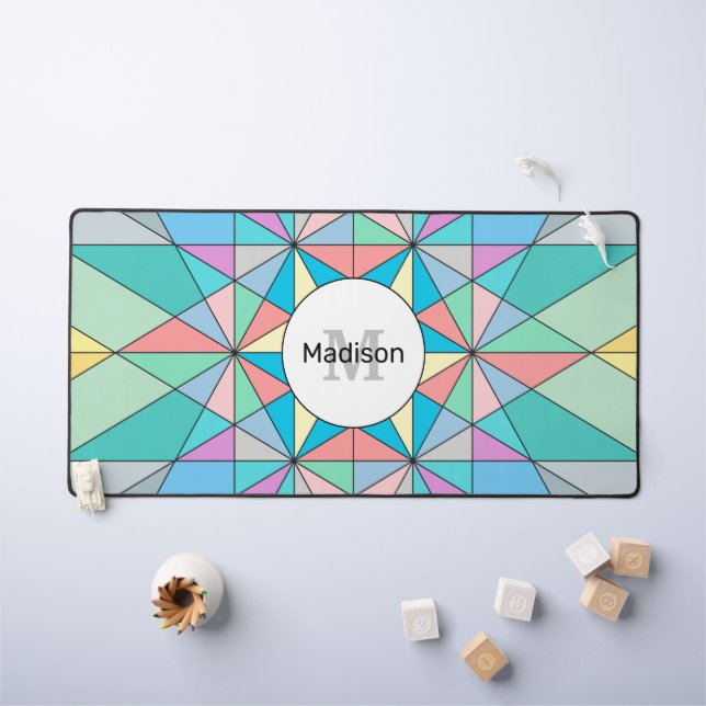 Monogramme étoile triangle mosaïque pastel coloré (Tableau pour enfants)