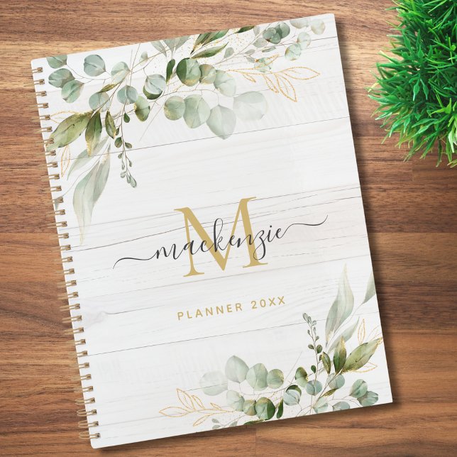 Monogramme eucalyptus aquarelle rustique (Créateur téléchargé)
