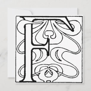 Monogramme F Art déco Floral noir et blanc initial