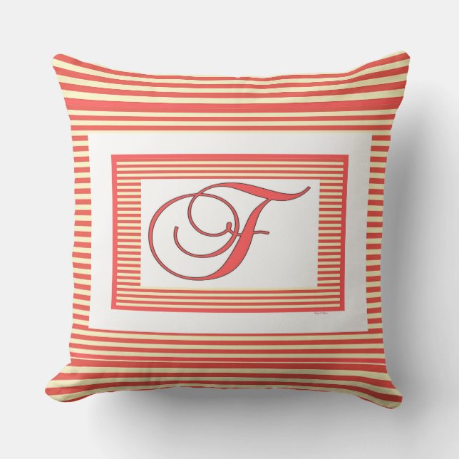 Monogramme F Famille Crest Coussin extérieur initi (Recto)