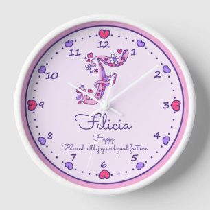 Monogramme F Felicia cœurs signification horloge