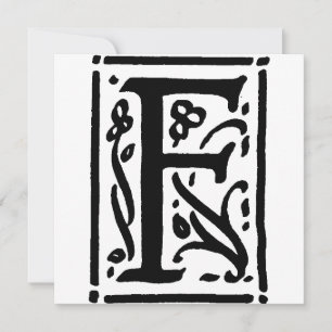 Monogramme F Modèle floral noir et blanc initial